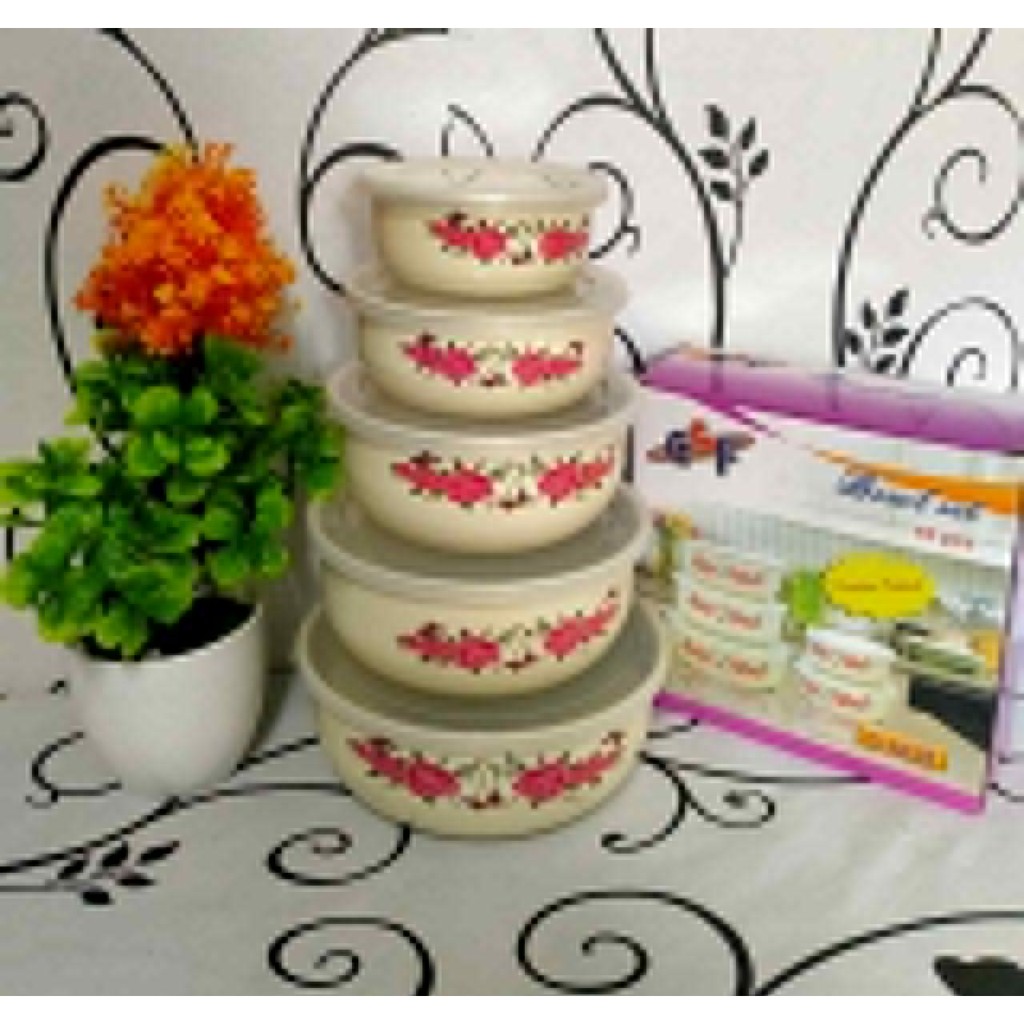 Rantang/Bowl set 5 Susun Motif Bunga GSF