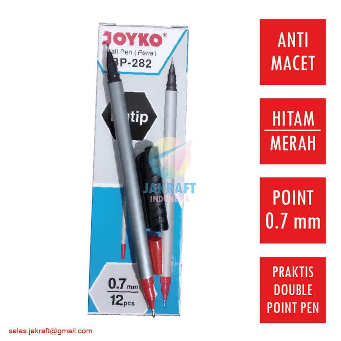 

DISKON BESAR Pulpen Ballpoint Pen 2 in 1 (Hitam & Merah) JOYKO BP-282 DUTIP 0.7 mm