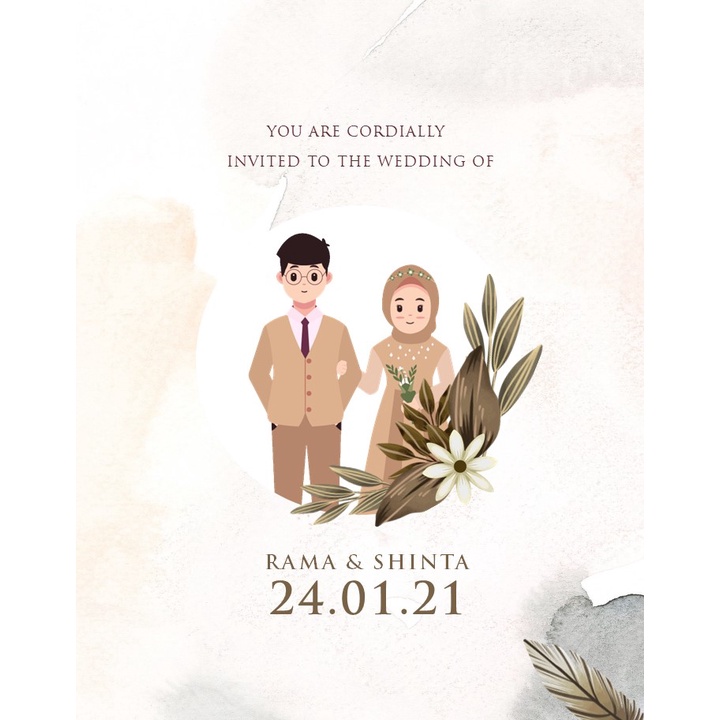 Undangan Digital Video Pernikahan Animasi Cantik TEMA-18