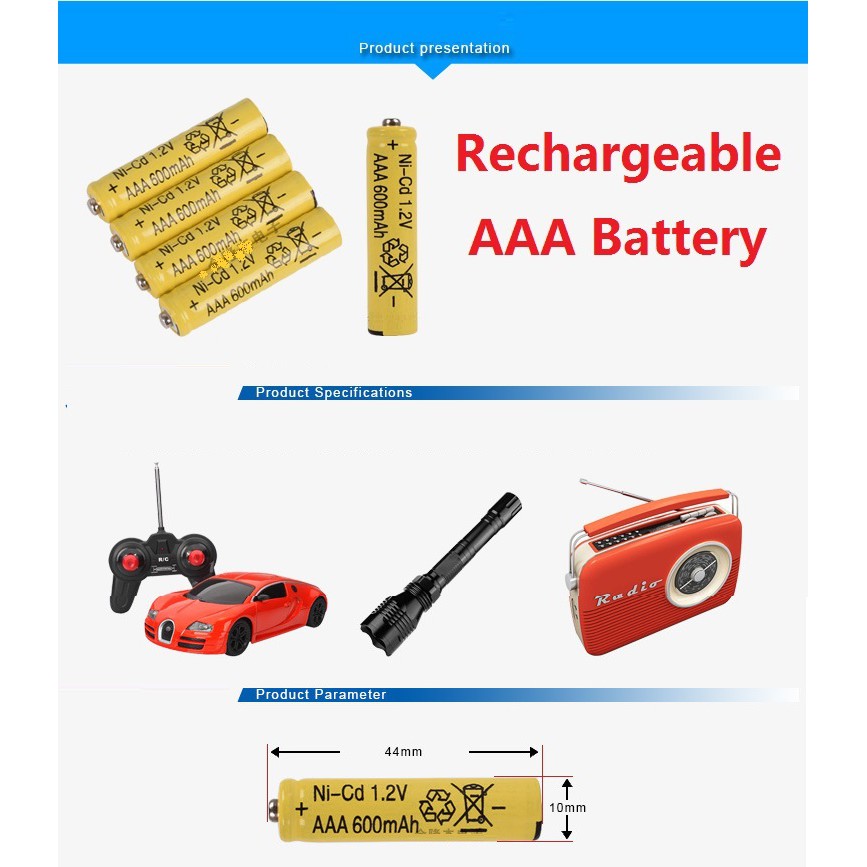 Baterai Cas AA AAA Charge 1,2v Rechargeable Recas Ni-Cd Kuning Ni-Mh Hijau