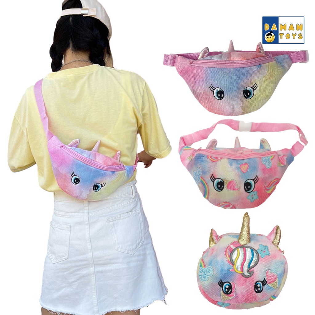 Tas Anak Slempang Unicorn Gurita Tas Ransel Pinggang Waistbag Cewek Kekinian Santai Murah Import