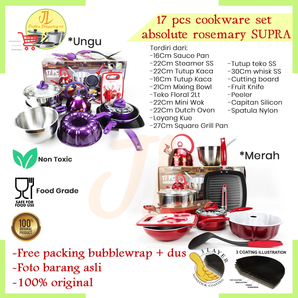 Panci set / Wajan penggorengan / 17pcs cookware absolute SUPRA
