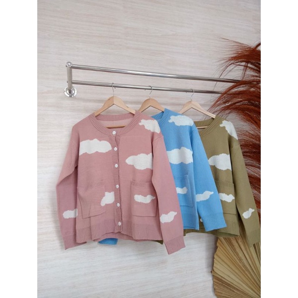 Cloud Cutes Cardigan Rajut Awan Tebal / cardy awan rajut halus realpict