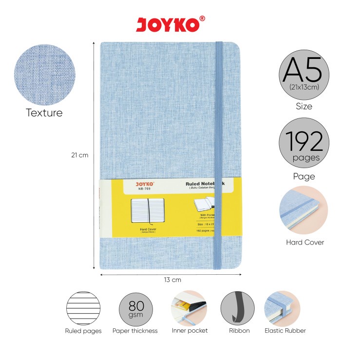 

(BISA COD) Notebook Buku Tulis Catatan Diary Agenda Joyko Cloth Kain Hard Cover - Blue