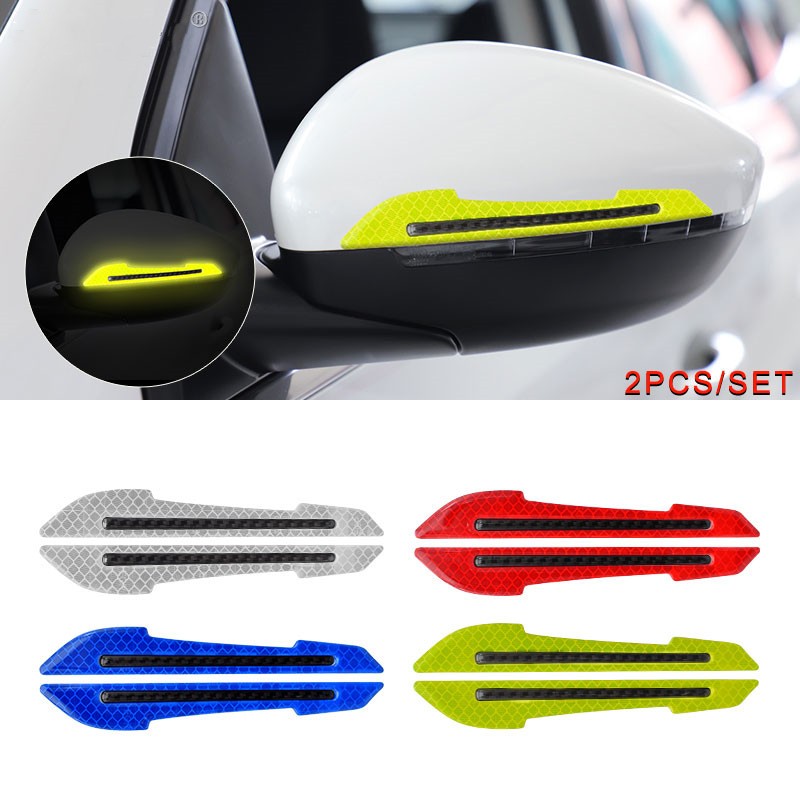 2Pcs Rear View Mirror Sticker / Car-styling Anti-collision Sticker / Car Reflector Sticker /Warning Safety Mark Strip On Rear view Mirror Car