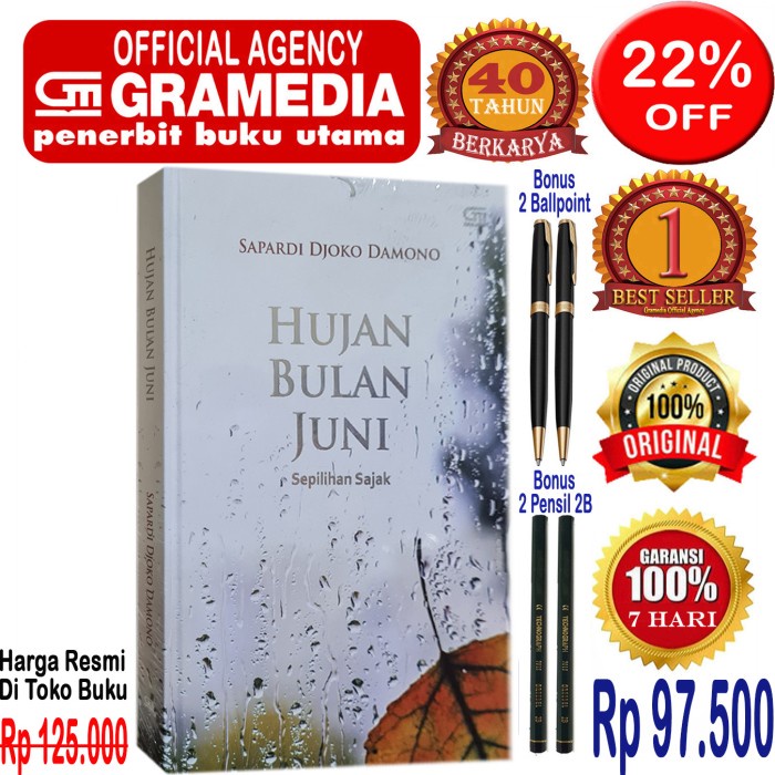 

FLASH SALE!!! BUKU HUJAN BULAN JUNI - SAPARDI DJOKO DAMONO - ORIGINAL & SEGEL TERBARU