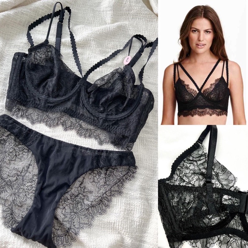LOT9995 H&M Lingerie Set Bra Black