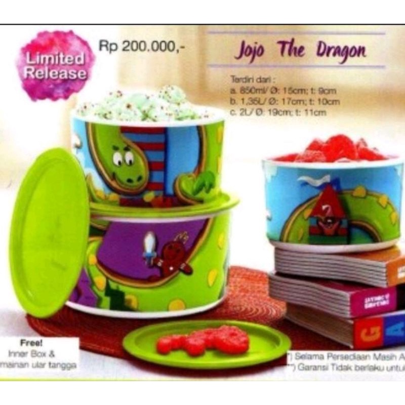 tupperware Happy dan jojo canister - tupperware happy canister - toples makanan anak