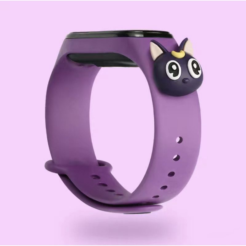 Jam tangan anak LED Display TAHAN AIR  elektronik arloji motif karakter kartun bahan rubber silikon-Purple luna