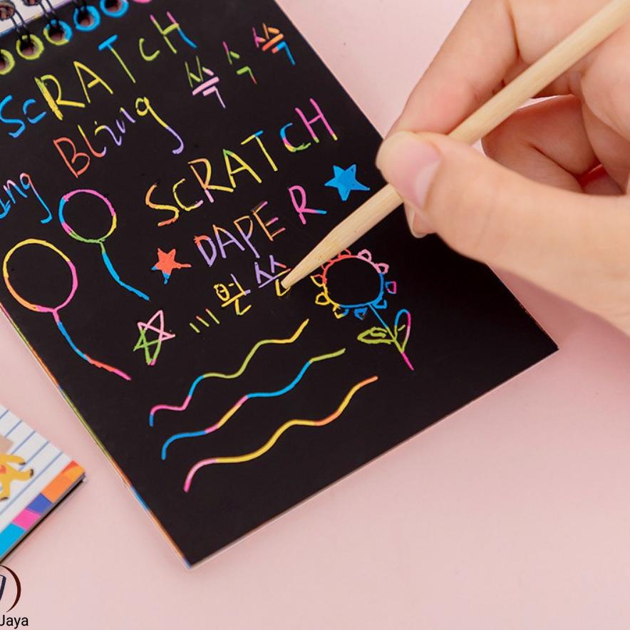 

8.8 Flash Sale Buku Magic Colourful Scratch Note Kecil / Black Cardboard / DIY Scratch Note Mini