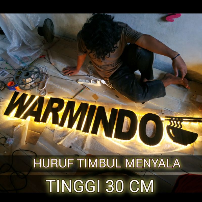 HURUF TIMBUL MENYALA / 30 CM WATERPROOF INDOOR & OUTDOOR  / HURUF TIMBUL LAMPU / HURUF LED / HURUF T