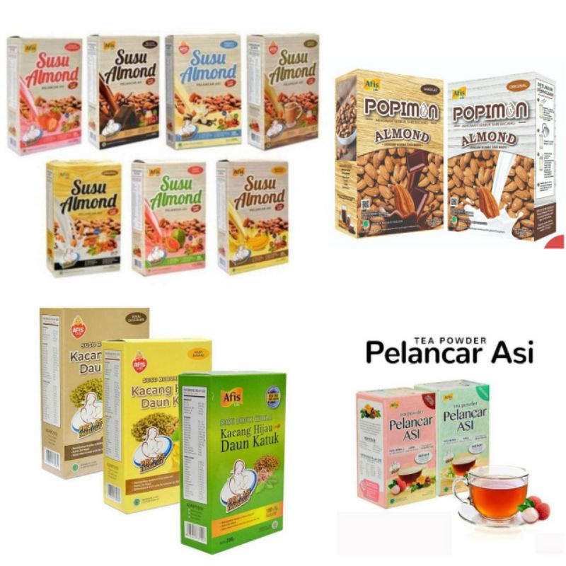 Sari Bubuk Almond Popimon AFIS Life untuk segala usia Anak Dewasa Pemanis alami Kurma Madu