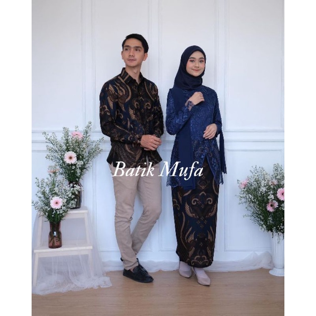 Kebaya batik couple ALDIVA Navy (GRATIS HIJAB) | KEBAYA MODERN Kebaya wisuda kebaya lamaran