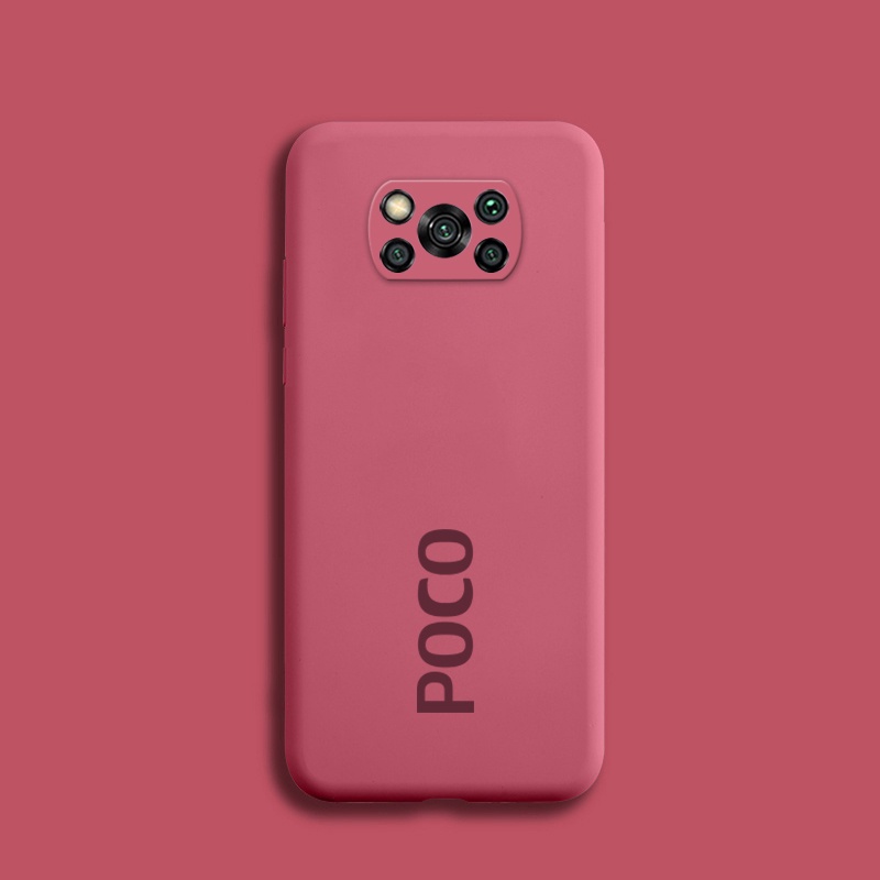 Casing Official Original Silicone Full Protection Soft Camera Protection Case Xiaomi Poco X3 NFC Pro Cover-Hawthorn Red