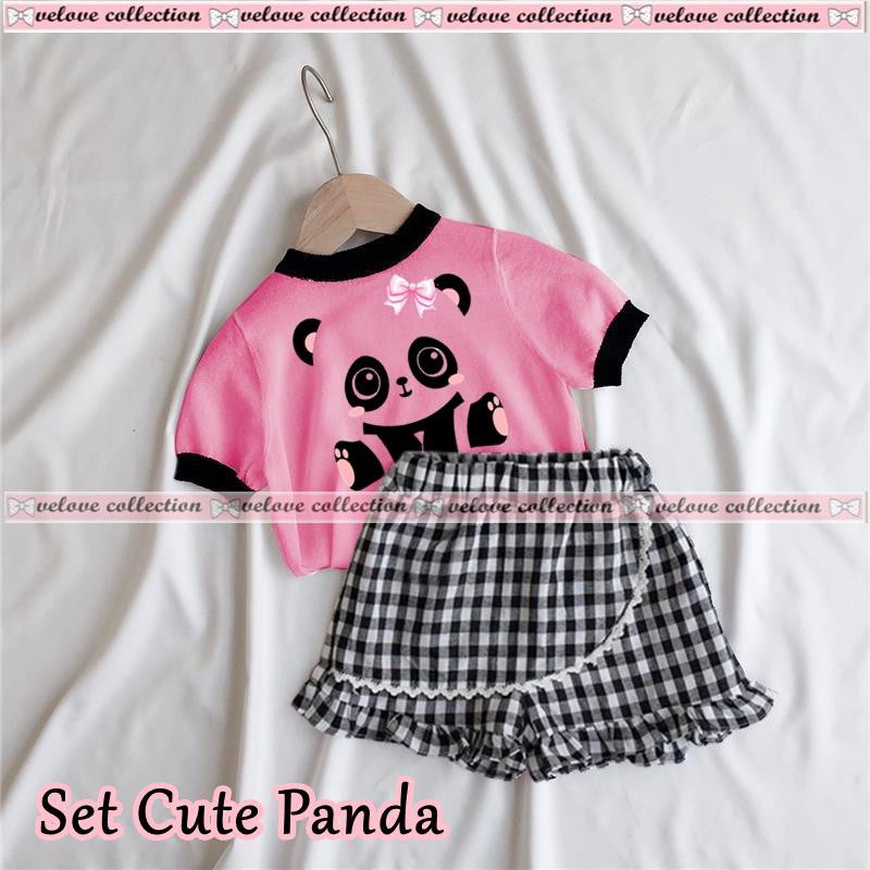 Set cute panda kid Setelan Queenie Baju Setelan Anak Cewek /Stelan ANAK perempuan/baju anak terbaru Stelan baju anak karakter