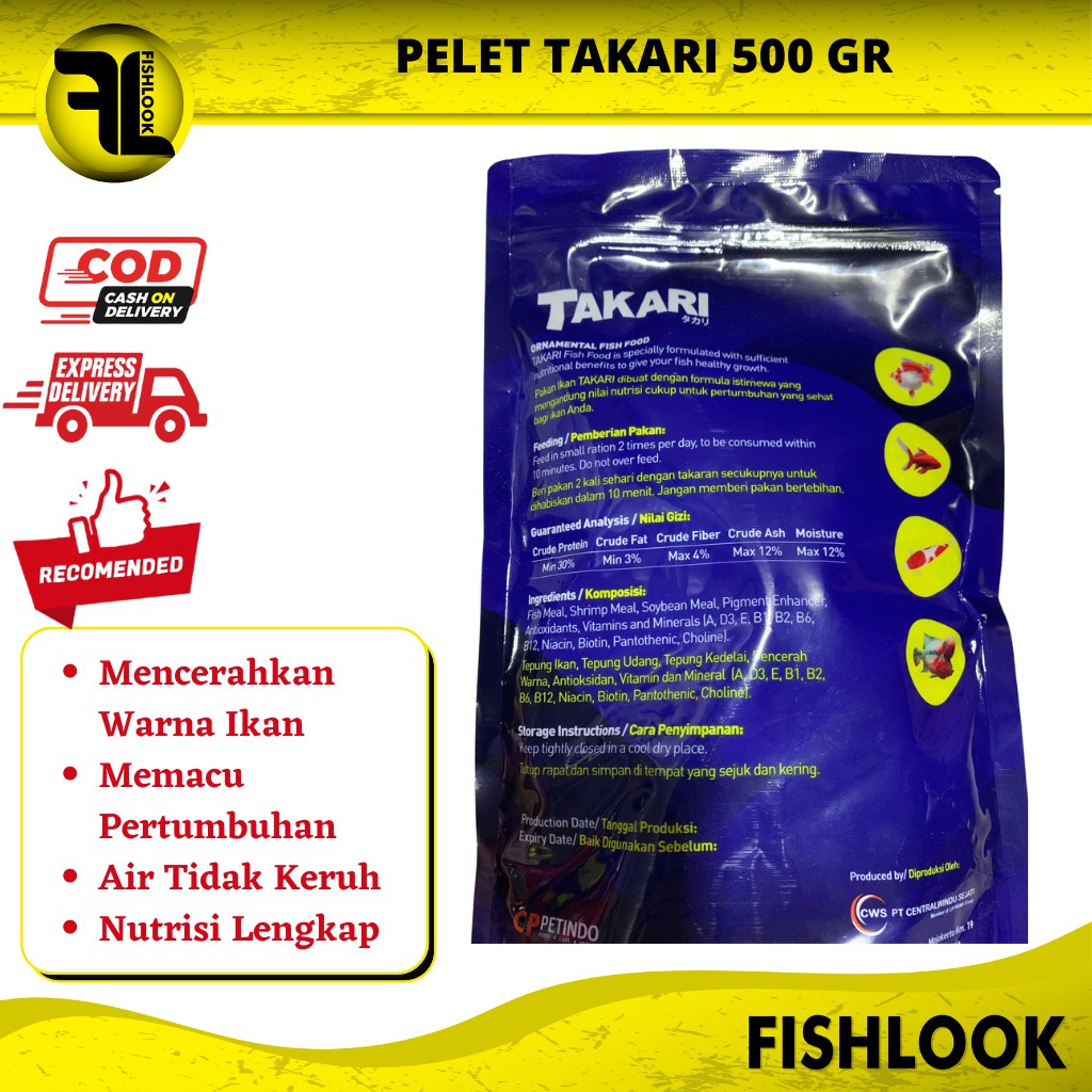 TAKARI 500gr pakan makanan pelet ikan hias koki koi floating type