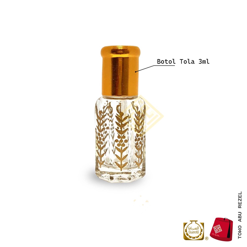 Botol TOLA 3ml - SURRATI kosong motif padi -Botol Parfum  Refill Arab