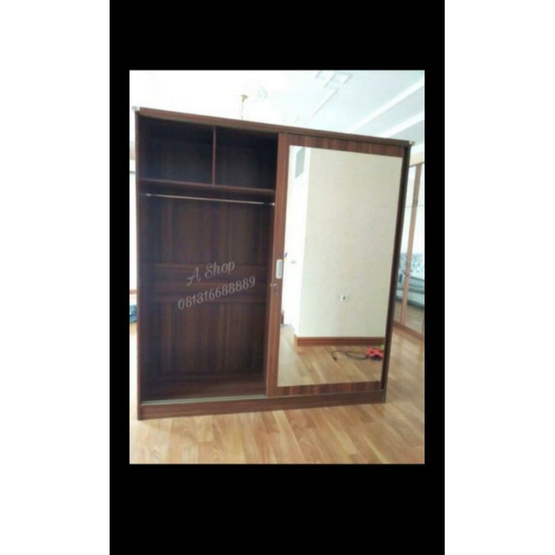 Lemari pakaian sleding pintu 2 jati almari pakaian jati mebel jepara