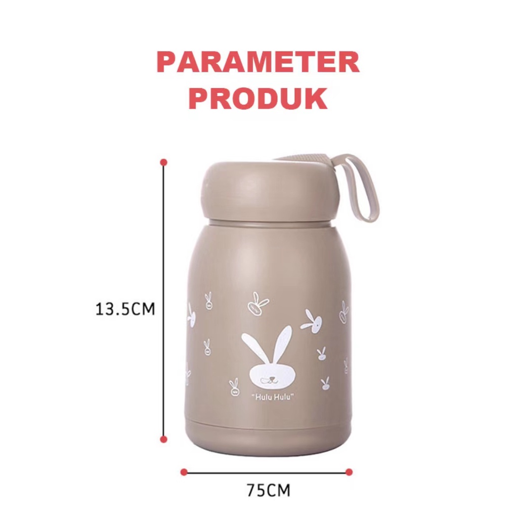 Botol Minuman Cangkir Kaca Mini Rabbit Cover Plastik Anti Slip 350ML