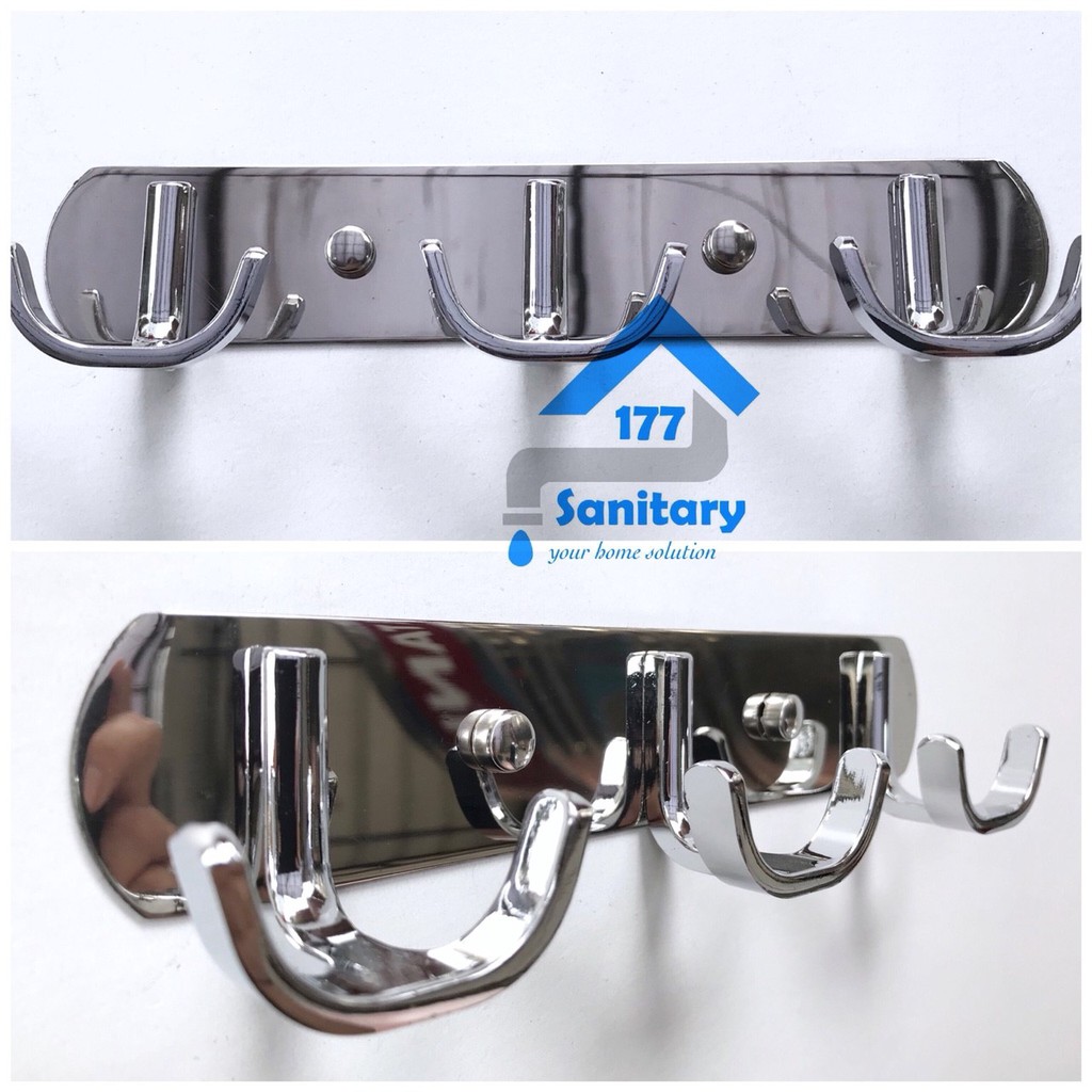 Kapstok Stainles 3 Kait tebal D057- Tempat Gantungan Baju tebel Rak Cantolan Hook Hanger hooks holder  /F14