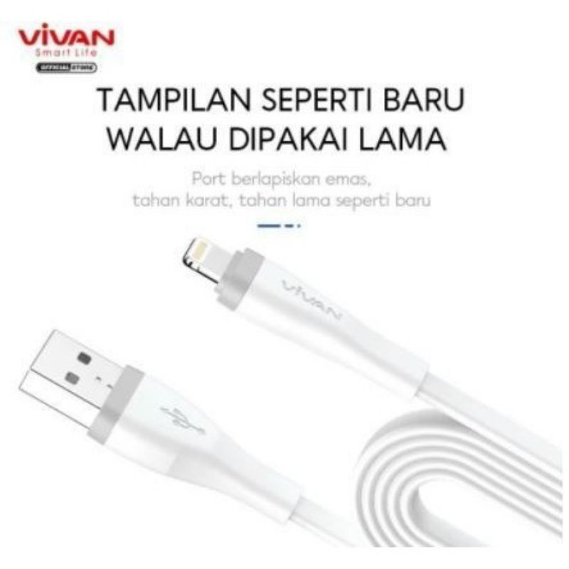 Kabel Data Vivan Original SL200S Cable Data Lightning 2M Fast Charging 2A For Iphone