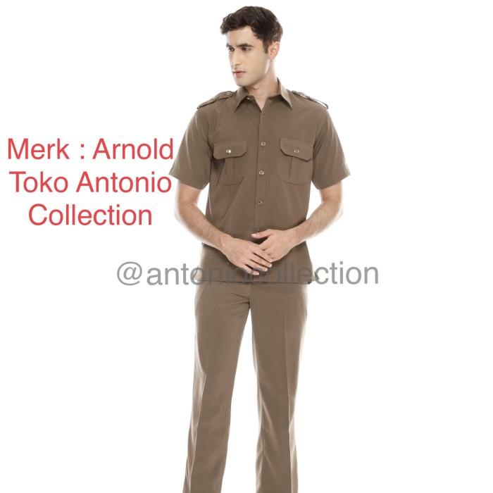 Seragam Baju / Kemeja Safari Cokelat Supir / Security High Twist 1 Stel