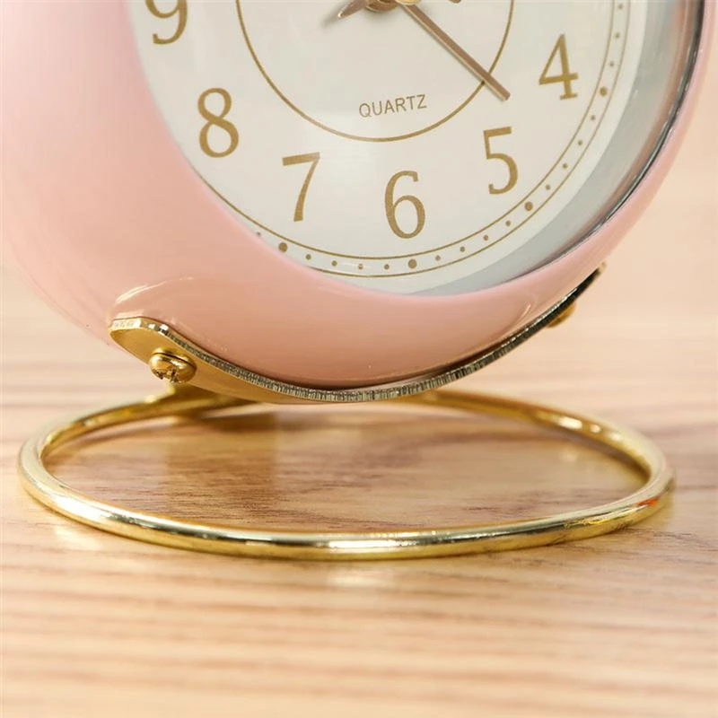 Jam Alarm Bahan Logam Gaya Retro Minimalis Warna Permen Untuk Dekorasi Meja
