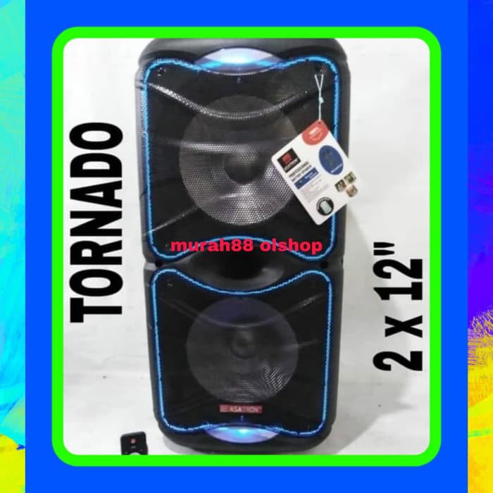 Speaker Bluetooth Asatron TORNADO HT 8890 double woofer 12 inchi