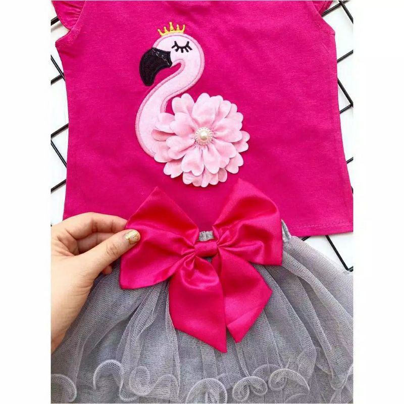 Setelan celana tutu BAYI 3-18 bulan MOTIF FLAMINGO / FLAMINGO tutu suit / BAJU SETELAN ANAK CELANA LEGGING TUTU FLAMINGO TSUM TSUM / SETELAN LEGGING TUTU FLAMINGO FLAMINGGO