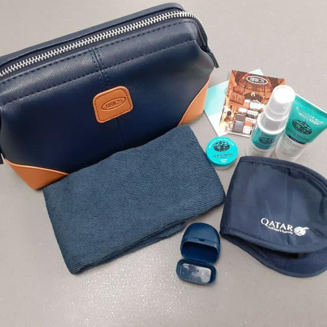 TAS KULIT BRICS BLUE ORIGINAL QATAR AIRWAYS