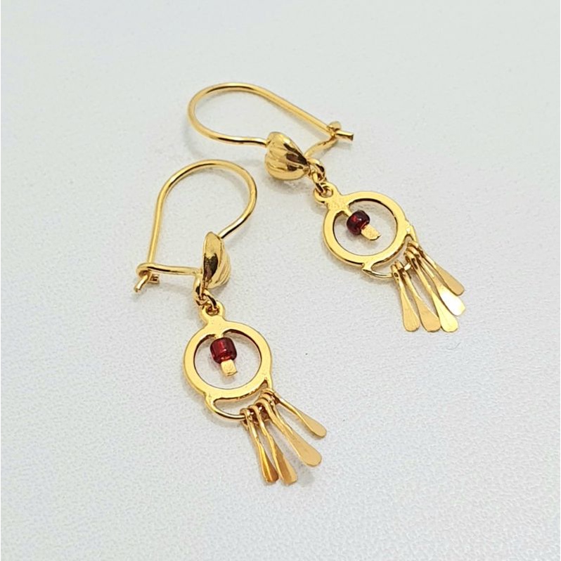 Jual Anting Desi Emas Muda Bandul Bulat Merah Rumbai Gram Shopee