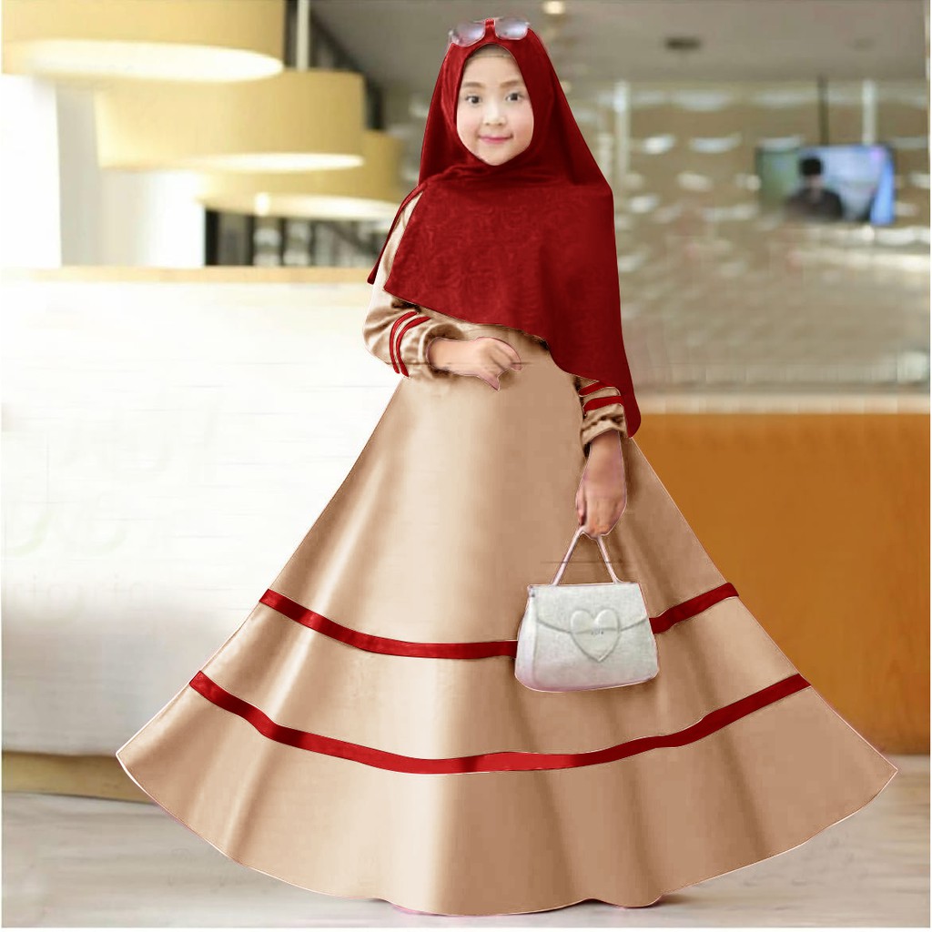 HOPYLOVY - Gamis Anak Listy Maxi + Bergo