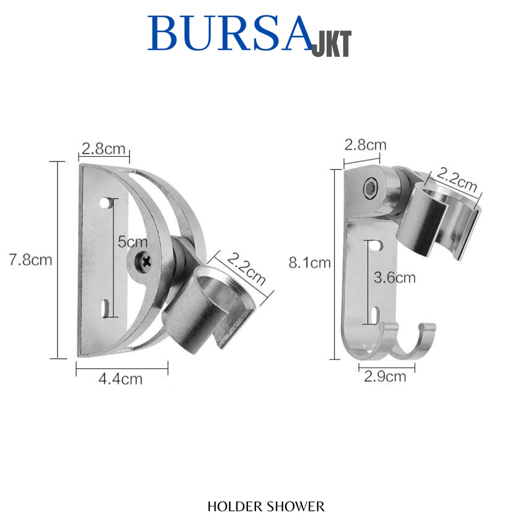 DUDUKAN SHOWER STAINLESS STEEL 304 HANDLE HOLDER ADJUSTABLE STAINLESS ANTI KARAT BULAT