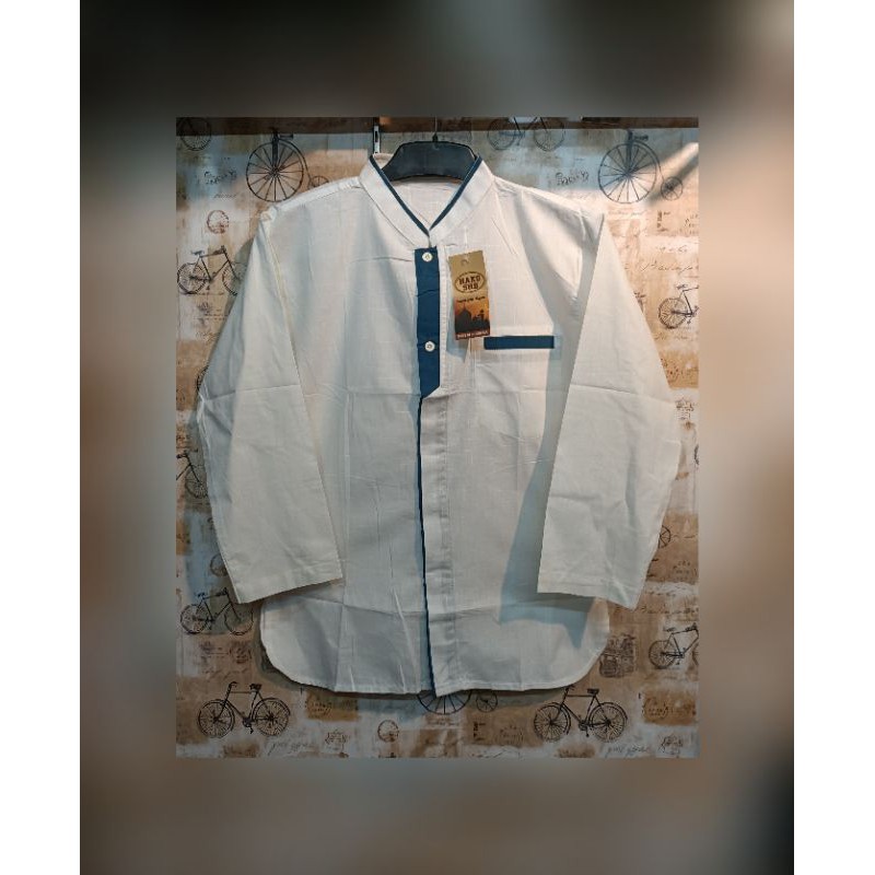 Jual Baju Koko Anak Tanggung Polos Warna Natural/Krem Lengan Panjang