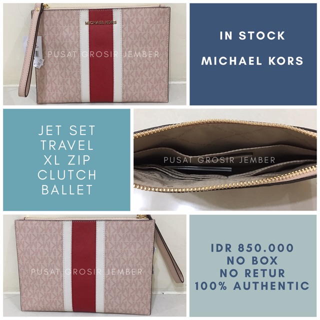 MICHAEL KORS JET SET TRAVEL XL ZIP CLUTCH BALLET MK