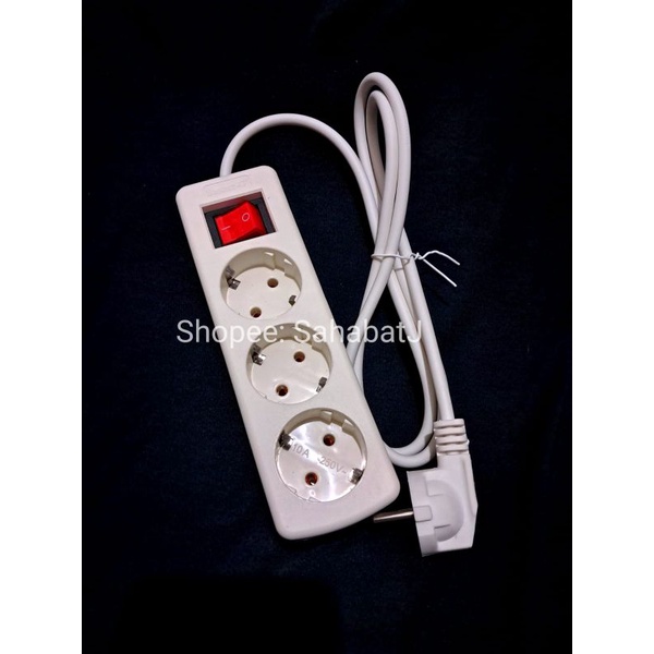 Terminal Stop Kontak 3 Lubang Saklar kabel Set StopKontak kabel colokan saklar indikator