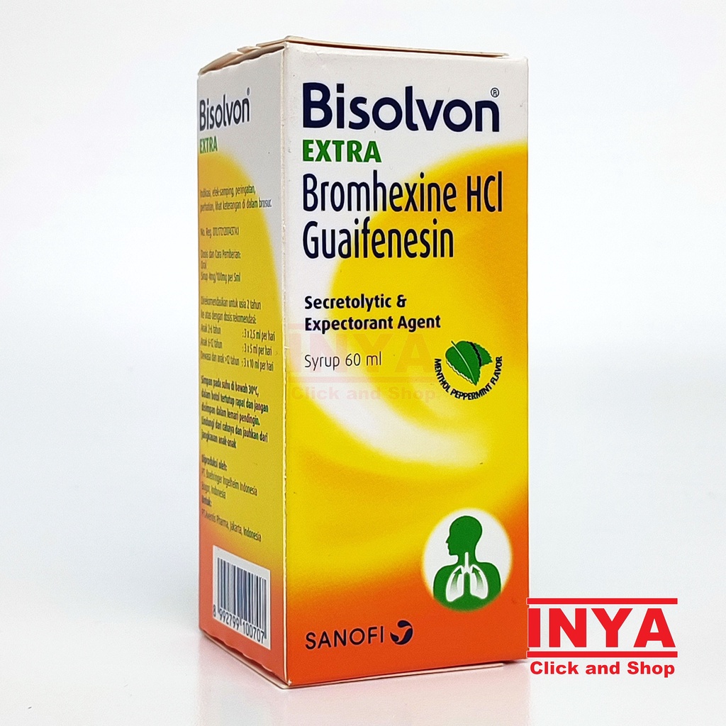 BISOLVON EXTRA BATUK BERDAHAK RASA MENTHOL PEPERMINT 60ml - Obat Batuk