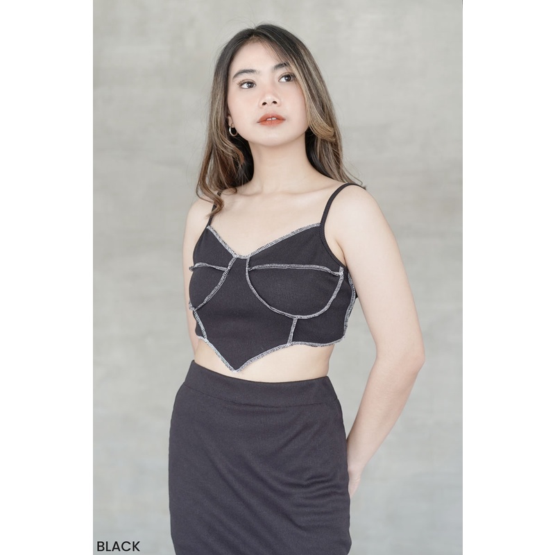 Bustier Knit Top Atasan Tank Top Wanita