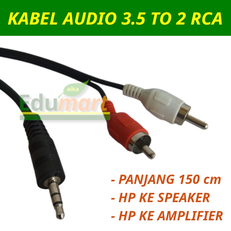 Kabel Audio Jack 3.5 mm to RCA 2 Ports Male in 1 HP Speaker Amplifier Cable Mini Stereo 3.5mm