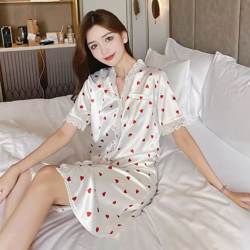 2022 baru baju tidur sutra es seksi tipis lengan pendek setengah panjang piyama  daster rayon/home dress rayon