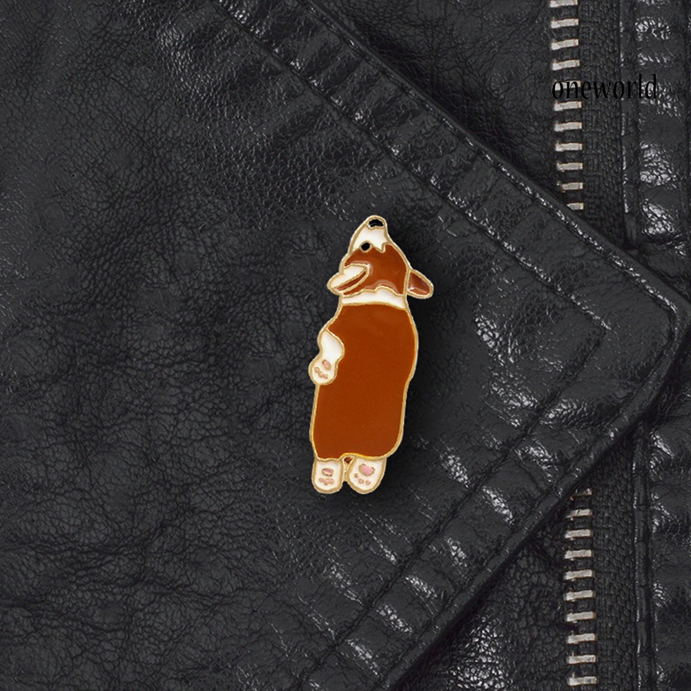 OW@ Cute Corgi Dog Enamel Brooch Pin Unisex Denim Jacket Collar Sweater Scarf Badge