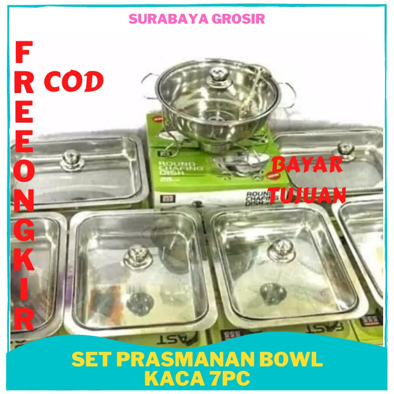 WADAH SAJI BOWL MAKANAN PRASMANAN KACA ACARA PESTA CATERING KETERING PERNIKAHAN KELUARGA 7PCS  SG