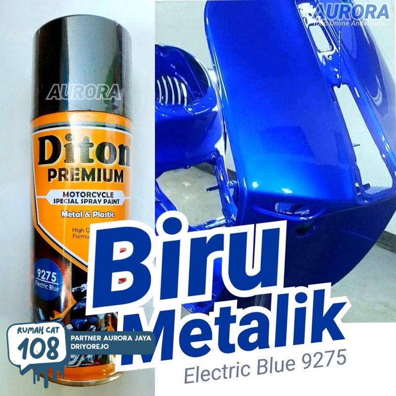 

Pilox Diton Premium Electric Blue 9275 Biru Metallic Metalik Cat Semprot 400ml Tahan Bensin