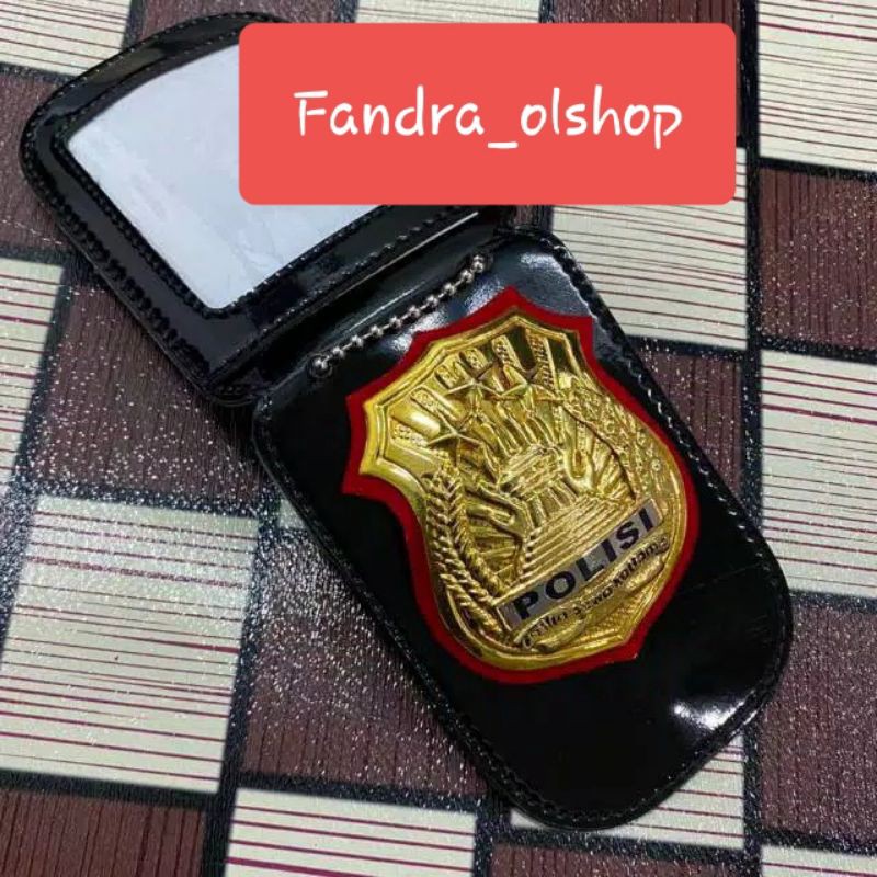 Dompet Kalung Lencana Polisi Dompet Kartu KTA Polisi Kulit Sepaket