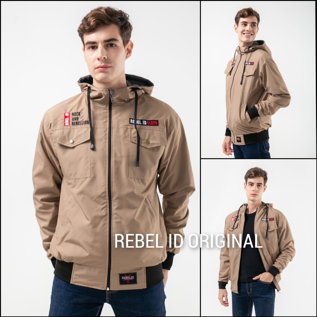 Jaket keren semi parka tahan angin waterproof original rebel id