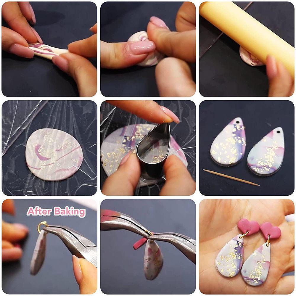 132pcs / set Cetakan Pemotong Kartu Anting Handmade Bahan Polymer Clay Untuk Membuat Perhiasan