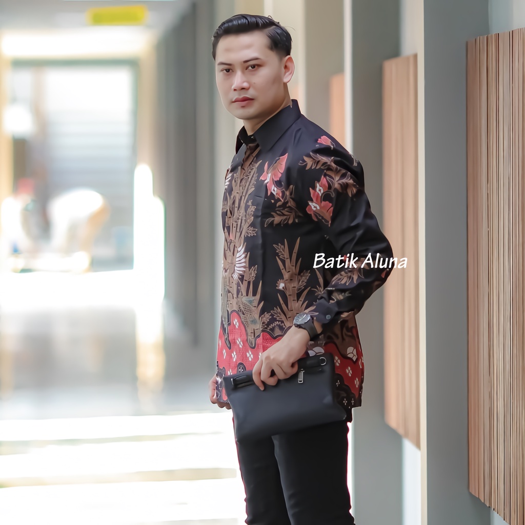 KEMEJA BATIK PRIA PREMIUM LENGAN PANJANG REGULAR BATIK ALUNA PCW 021