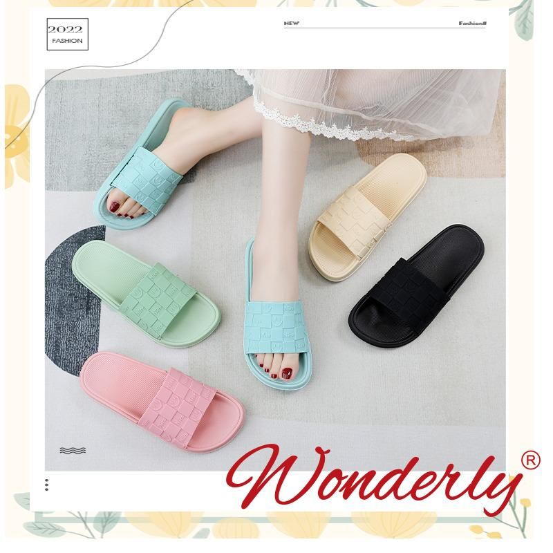 V202-A37 [WONDERLY] Sendal Selop Karet Wanita / Sandal Slop Cewek / Sendal Selop Karet Wanita Wonderly / Sandal Slop Cewek / Sandal Motif Smile / Sandal Smile / Sandal Fluffy