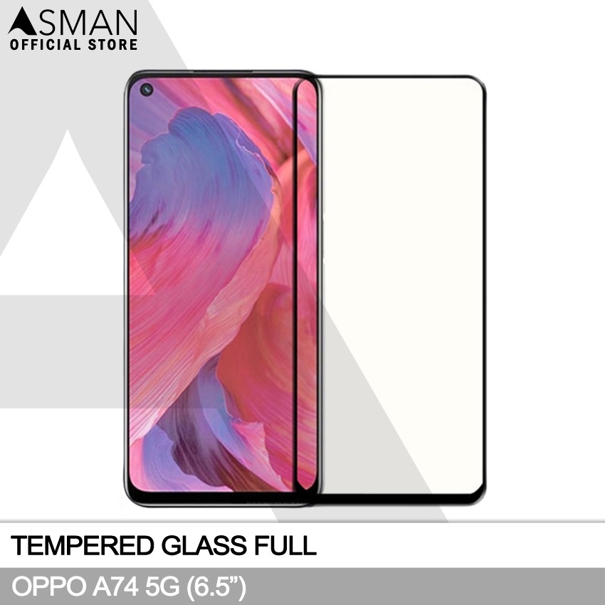 Tempered Glass Full OPPO A74 5G (6.5&quot;) | Anti Gores Kaca - Hitam