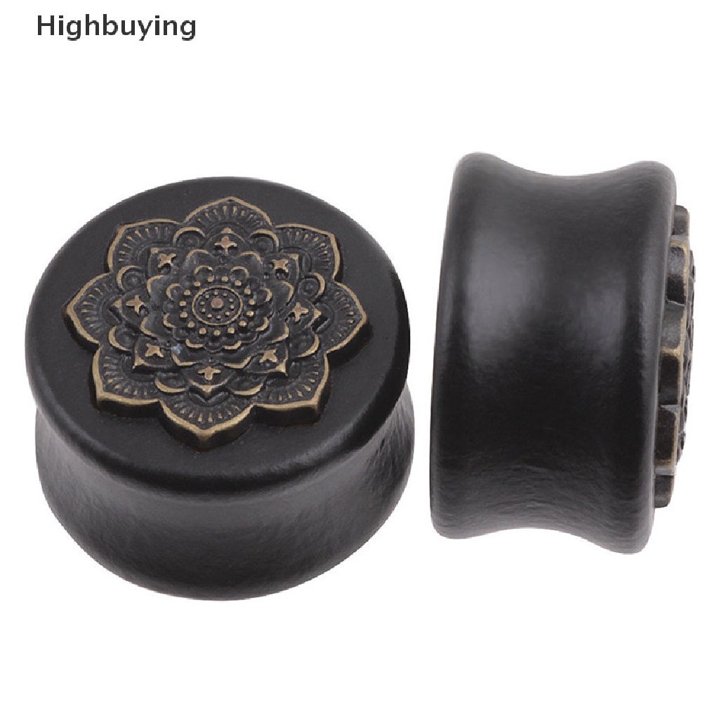 Hbid Ear Plug Pembesar Lubang Tindik Telinga Bahan Kayu Organik Motif Bunga Glory